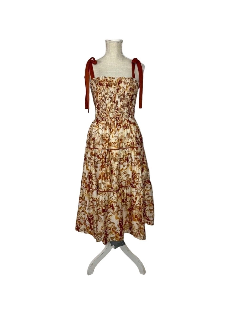 Jacquie The Label: Gaia Midi Dress Women’s Medium Smocked Tiered Fit & Flare - Picture 14 of 14